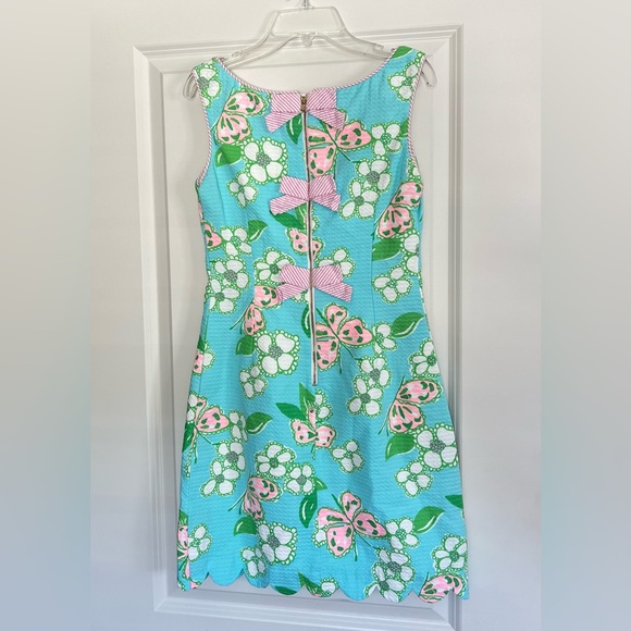 Lilly Pulitzer Nina Tootie Pink Green Scalloped Hem Floral Dress Women's Size 2 - Picture 2 of 13